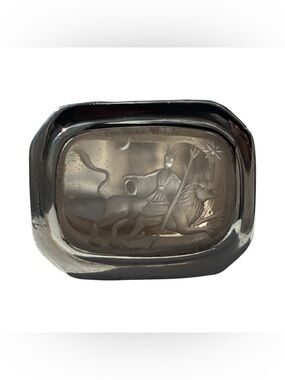 Rare Slane & Slane Sterling Silver Carved Quartz Ring